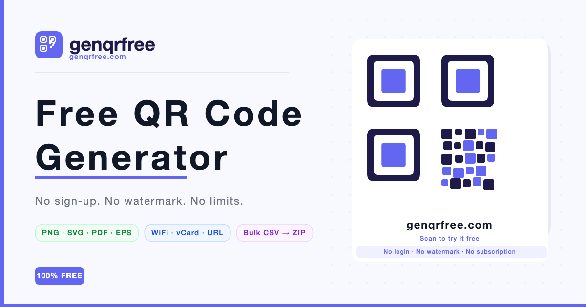 Line Code Generator No Background Free QR Code Generator — No Sign-up, No Watermark | genqrfree